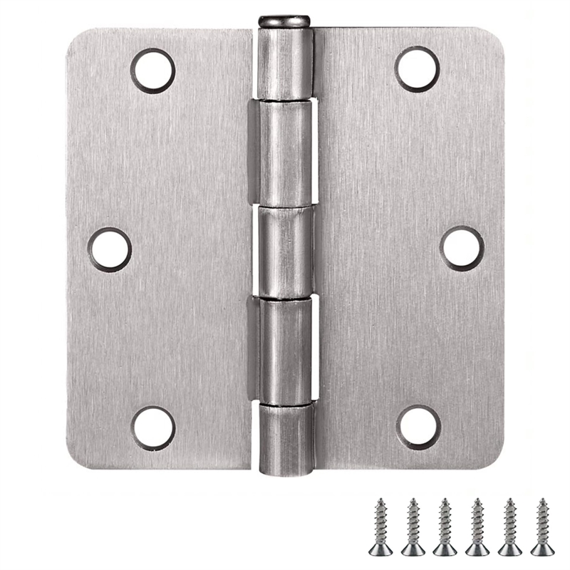 Pemberly Row Satin Nickel Steel Door Hinges 3-Pack with 1/4-Inch Radius