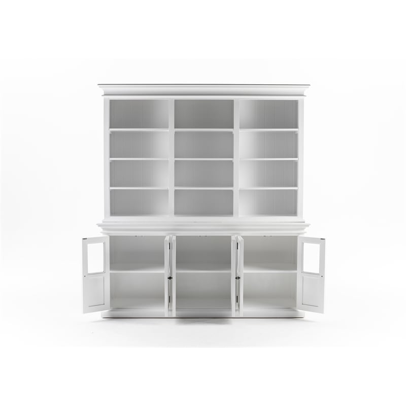 Pemberly Row Hutch Unit with 6 Glass Doors and Solid Wood in White