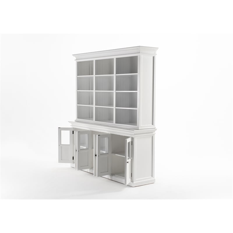 Pemberly Row Hutch Unit with 6 Glass Doors and Solid Wood in White