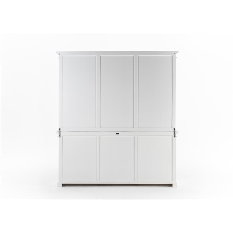 Pemberly Row Hutch Unit with 6 Glass Doors and Solid Wood in White