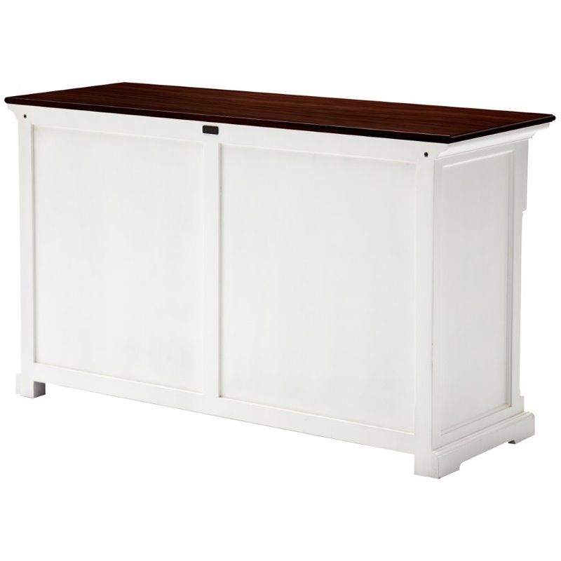 Pemberly Row Accent Buffet in White with Dark Mahogany Top