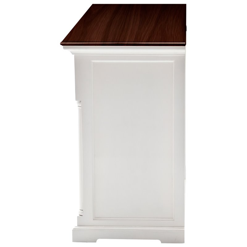 Pemberly Row Accent Buffet in White with Dark Mahogany Top