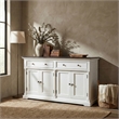 Pemberly Row Accent Buffet in White with Dark Mahogany Top