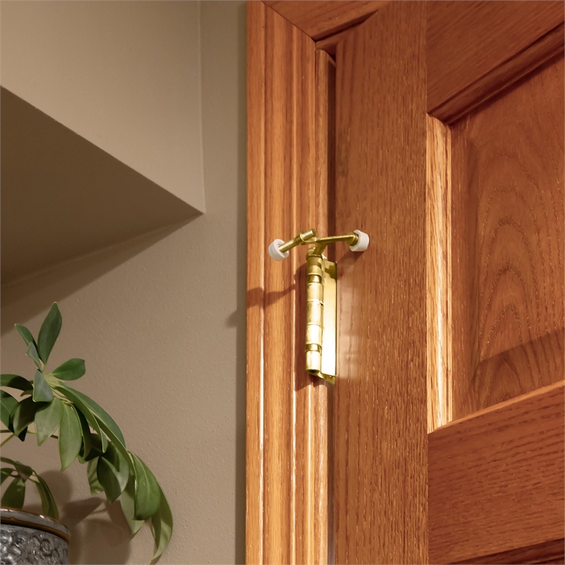 Pemberly Row Set of 10 Standard Hinge Pin Metal Doorstops in Polished Brass
