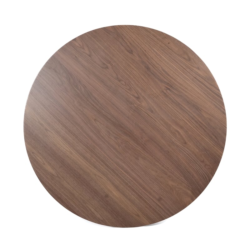 Pemberly Row Gabby Round Dining Table in Solid Rubberwood Walnut Finish