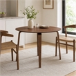 Pemberly Row Gabby Round Dining Table in Solid Rubberwood Walnut Finish