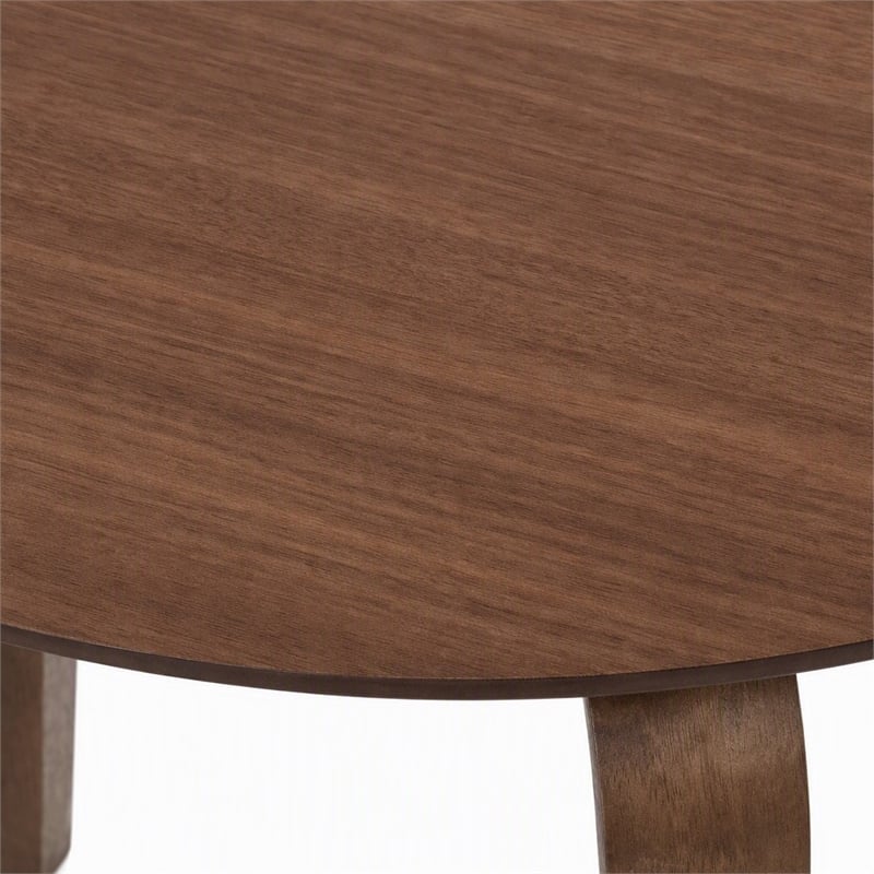 Pemberly Row Gabby Round Dining Table in Solid Rubberwood Walnut Finish
