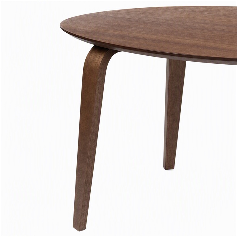 Pemberly Row Gabby Round Dining Table in Solid Rubberwood Walnut Finish
