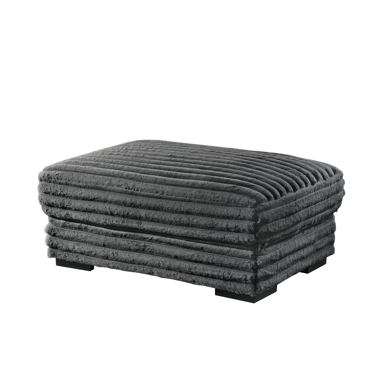 Pemberly Row Charcoal Gray Fabric Ottoman with Plush Cushion