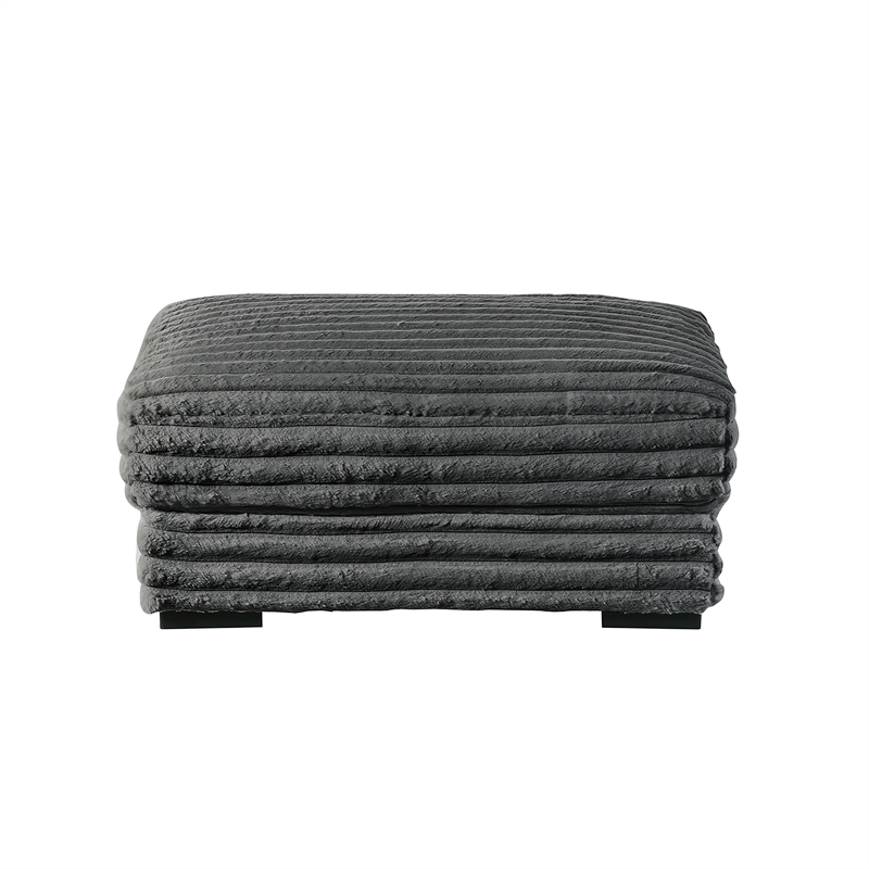 Pemberly Row Charcoal Gray Fabric Ottoman with Plush Cushion