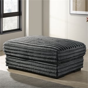 Pemberly Row Charcoal Gray Fabric Ottoman with Plush Cushion