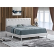 Pemberly Row Wheat Fabric Queen Bed with Tufted Gold Details