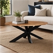 Pemberly Row Oval Dining Table Solid Mango Wood Natural Black Base 78 in