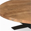 Pemberly Row Oval Dining Table Solid Mango Wood Natural Black Base 78 in