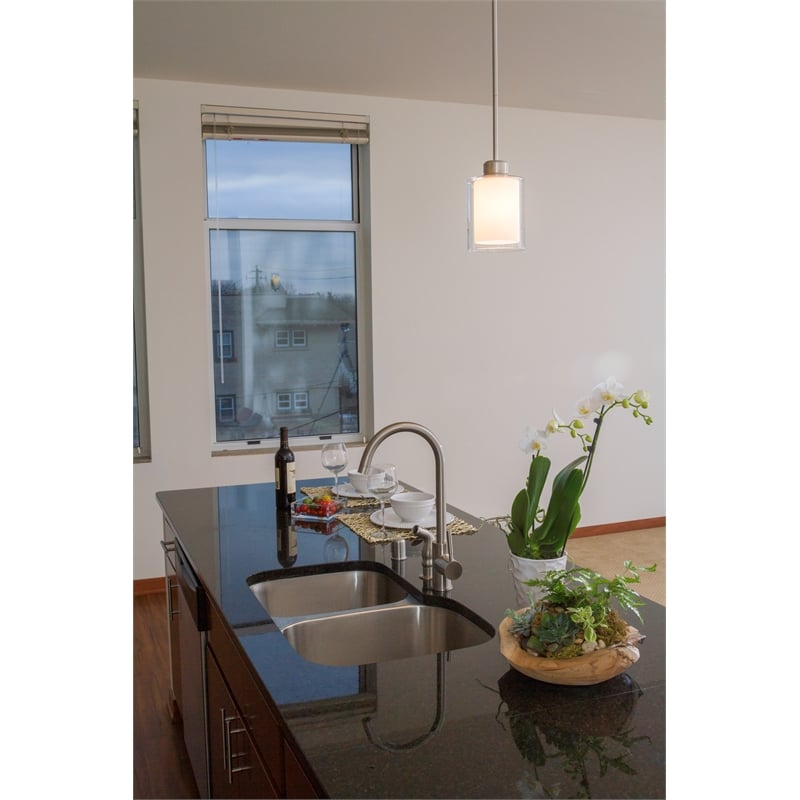 Pemberly Row Olso Stainless Steel Mini Pendant in Satin Nickel Finish