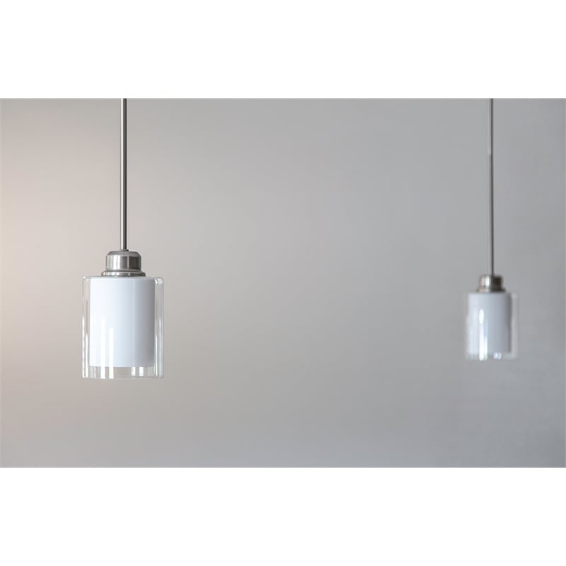 Pemberly Row Olso Stainless Steel Mini Pendant in Satin Nickel Finish