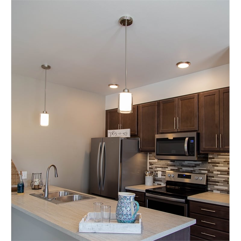 Pemberly Row Olso Stainless Steel Mini Pendant in Satin Nickel Finish