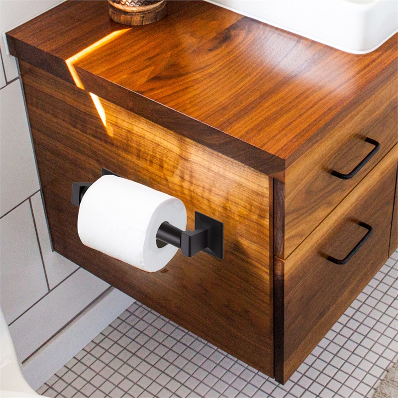 Pemberly Row Millbridge Metal Toilet Paper Holder in Matte Black