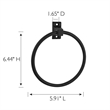 Pemberly Row Matte Black Metal Towel Ring 6 Inch