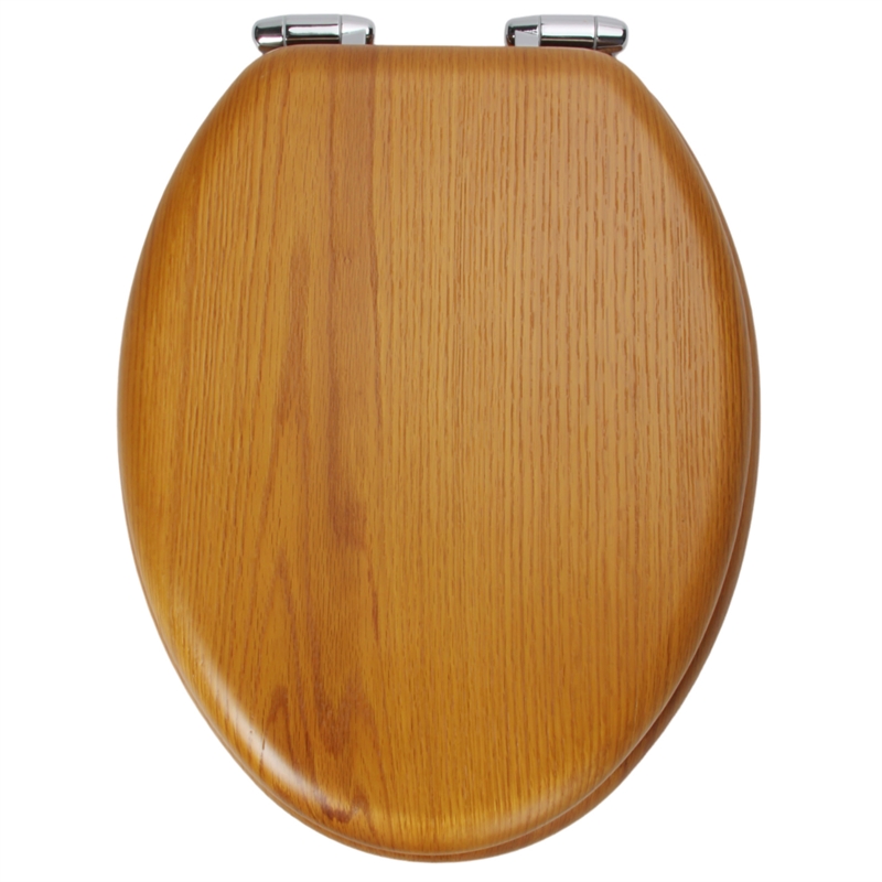 Pemberly Row Elongated Wood Toilet Seat in Honey Oak with Soft Close