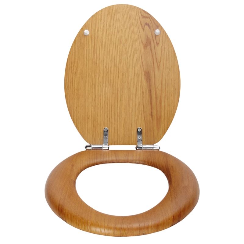 Pemberly Row Elongated Wood Toilet Seat in Honey Oak with Soft Close