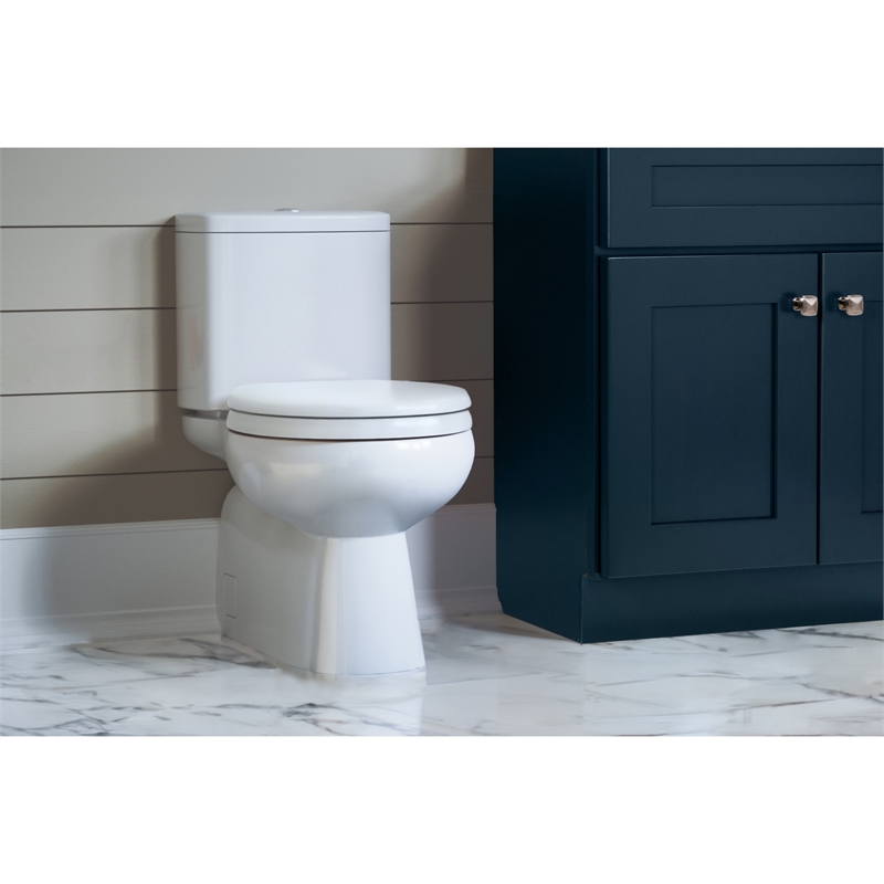 Pemberly Row Round Wood Toilet Seat in White with Soft Close Hinges