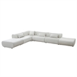 Pemberly Row L-Shaped Velvet Sectional Sofa in Cream