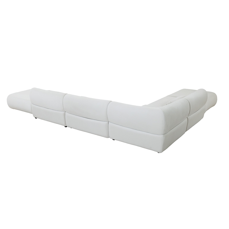 Pemberly Row L-Shaped Velvet Sectional Sofa in Cream