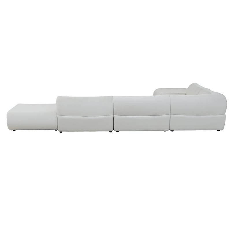 Pemberly Row L-Shaped Velvet Sectional Sofa in Cream