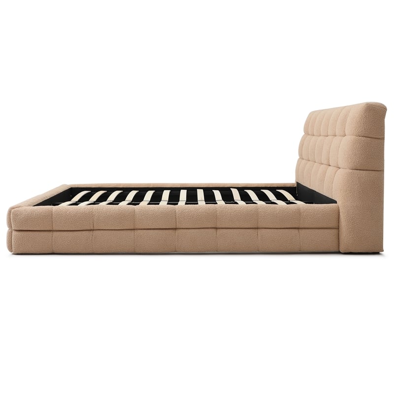 Pemberly Row Upholstered Queen Bed Frame with Tufted Fabric Headboard