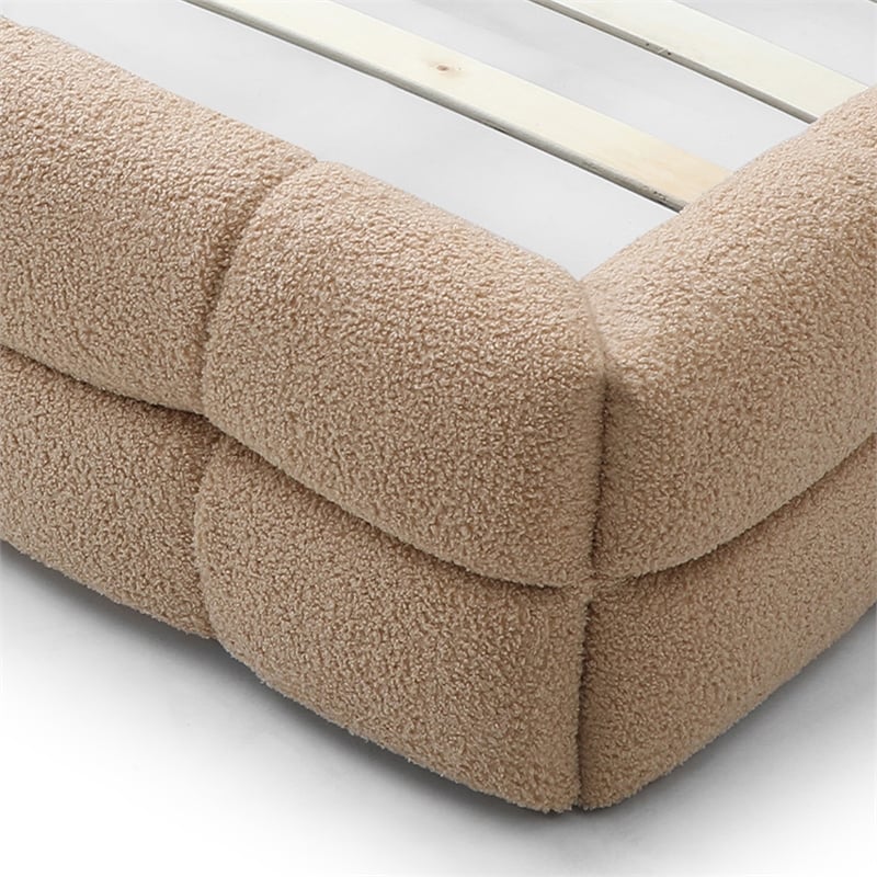 Pemberly Row Upholstered Queen Bed Frame with Tufted Fabric Headboard