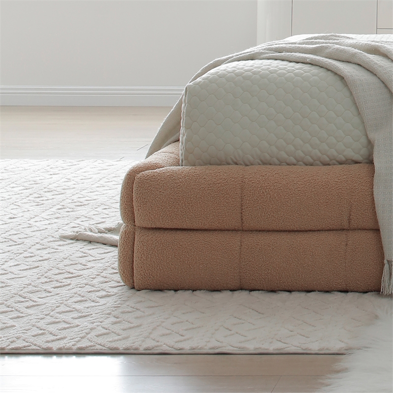 Pemberly Row Upholstered Queen Bed Frame with Tufted Fabric Headboard