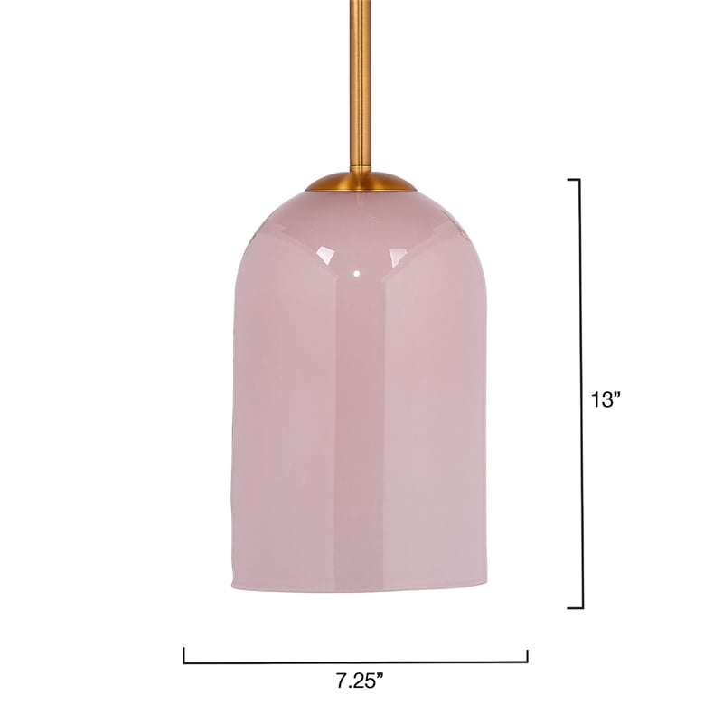 Pemberly Row Holt 1-Light Pendant with Pink Glass Shade and Brass