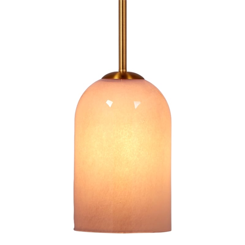 Pemberly Row Holt 1-Light Pendant with Pink Glass Shade and Brass