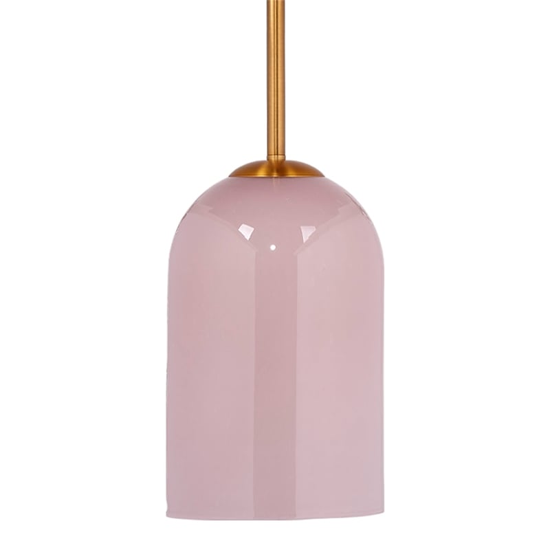 Pemberly Row Holt 1-Light Pendant with Pink Glass Shade and Brass