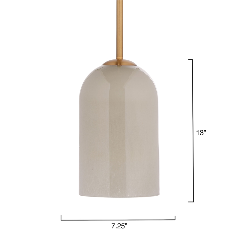 Pemberly Row Holt 1-Light Pendant with Taupe Glass Shade and Brass
