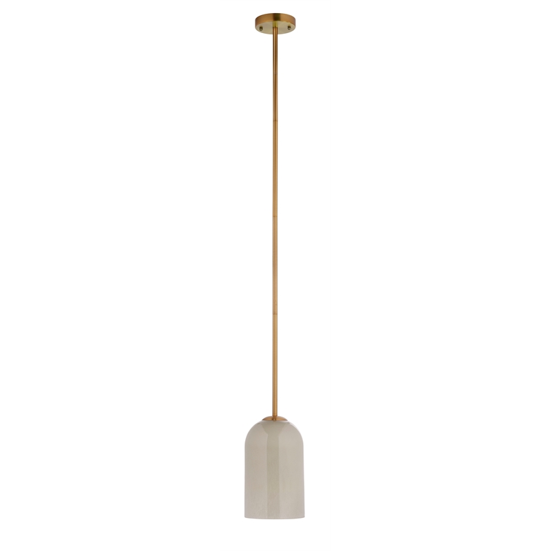 Pemberly Row Holt 1-Light Pendant with Taupe Glass Shade and Brass