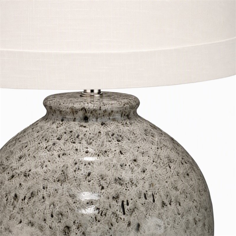 Pemberly Row Transitional Ceramic Table Lamp in Brown with Linen Shade