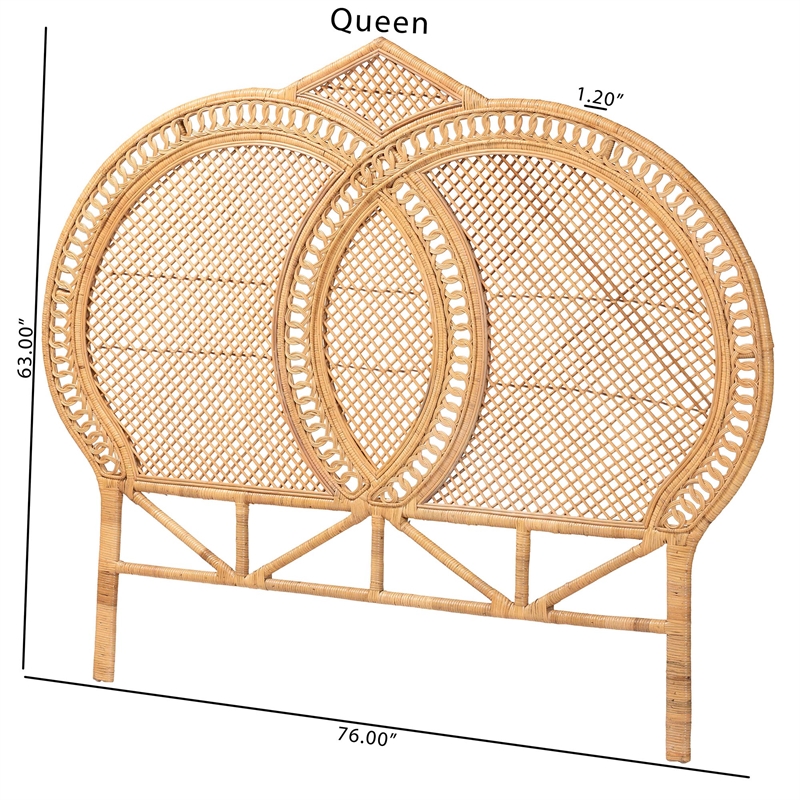 Pemberly Row Nerita Handwoven Rattan Honey Queen Headboard