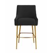 Pemberly Row Velvet Counter Stool in Pleated Black with Gold Legs