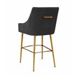 Pemberly Row Velvet Counter Stool in Pleated Black with Gold Legs