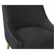 Pemberly Row Velvet Counter Stool in Pleated Black with Gold Legs