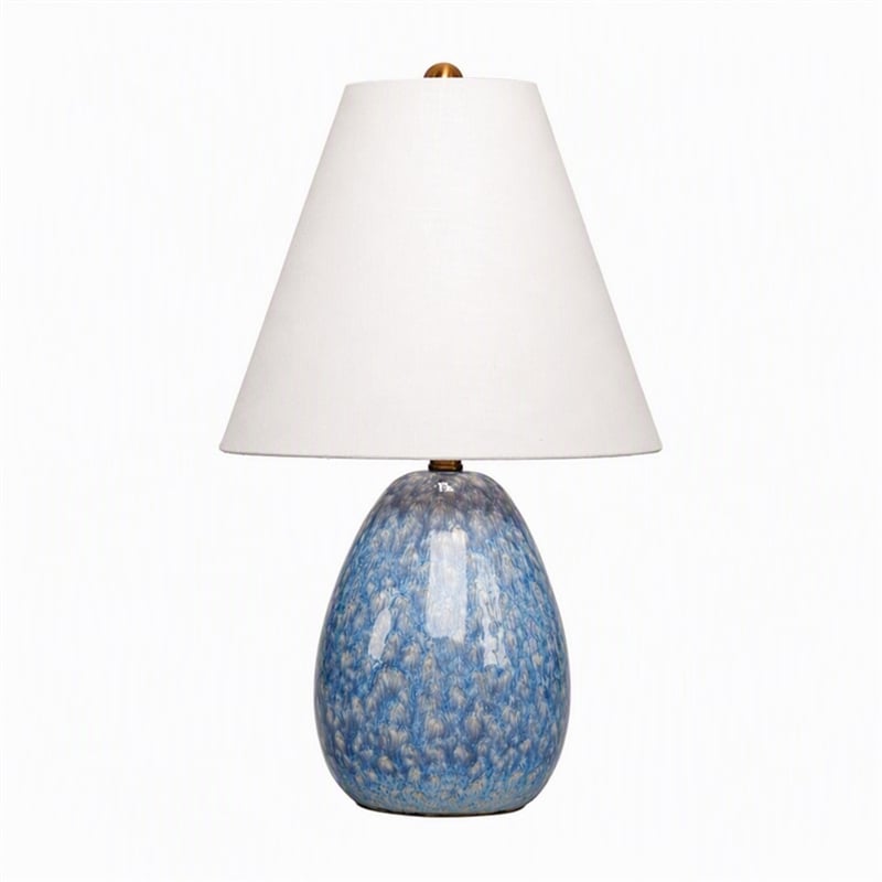 Pemberly Row Ceramic Table Lamp with Linen Shade in Blue