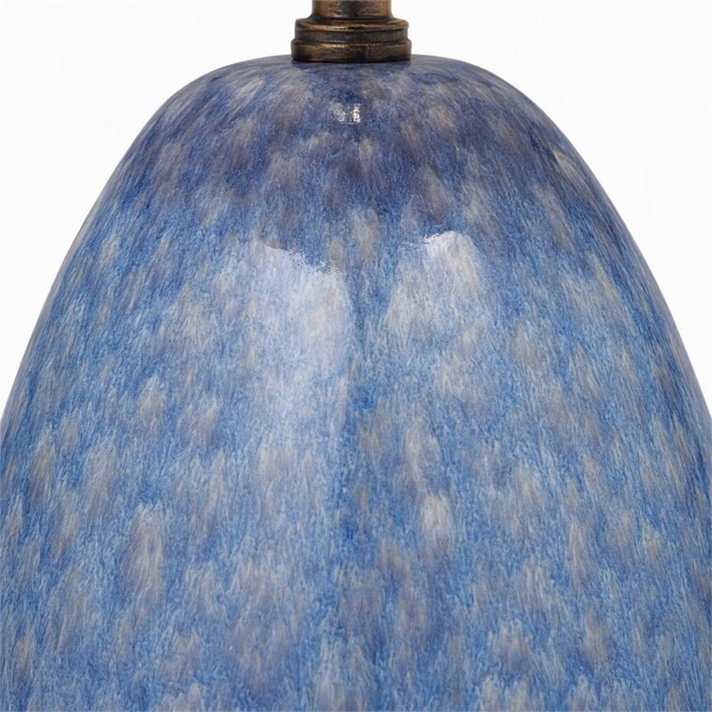 Pemberly Row Ceramic Table Lamp with Linen Shade in Blue