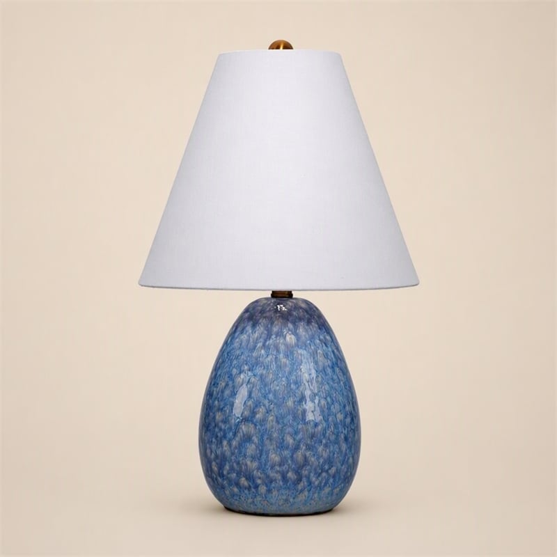 Pemberly Row Ceramic Table Lamp with Linen Shade in Blue