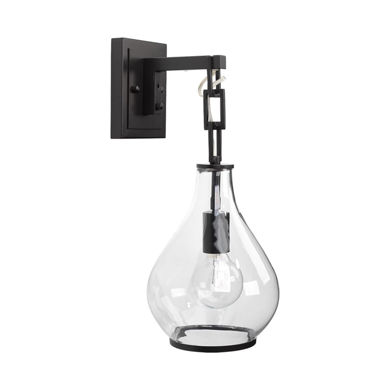Pemberly Row 1-Light Metal & Glass Drop Wall Sconce in Bronze and Clear
