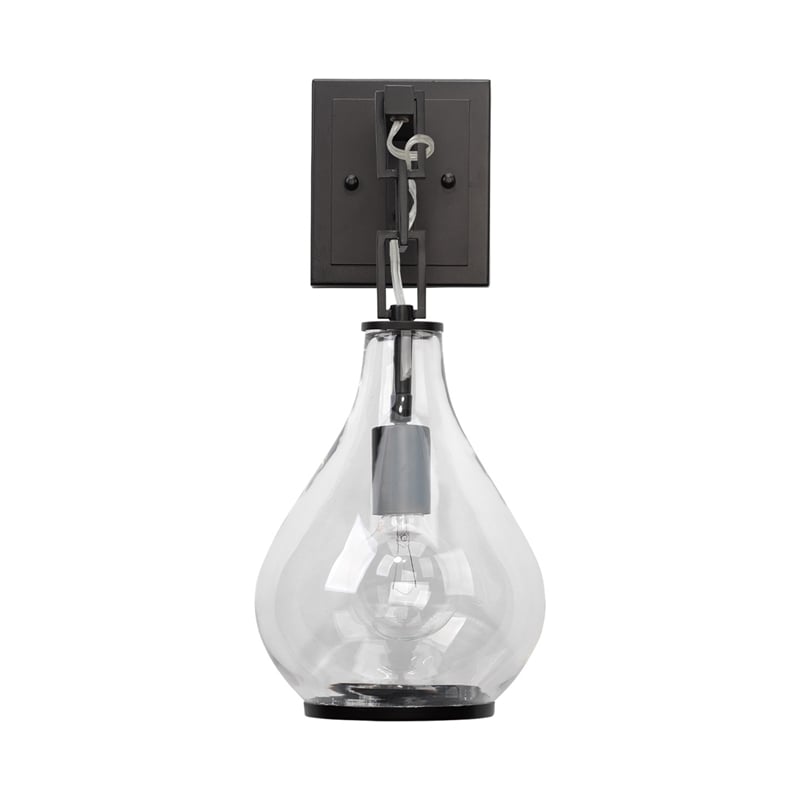 Pemberly Row 1-Light Metal & Glass Drop Wall Sconce in Bronze and Clear