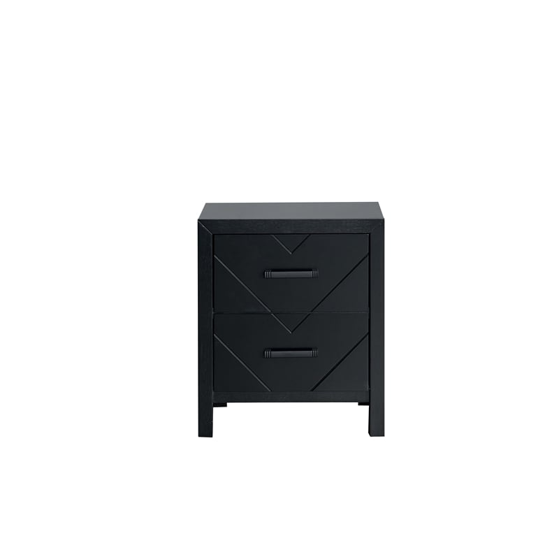 Pemberly Row Nightstand with 2 Drawers Wood Black Finish