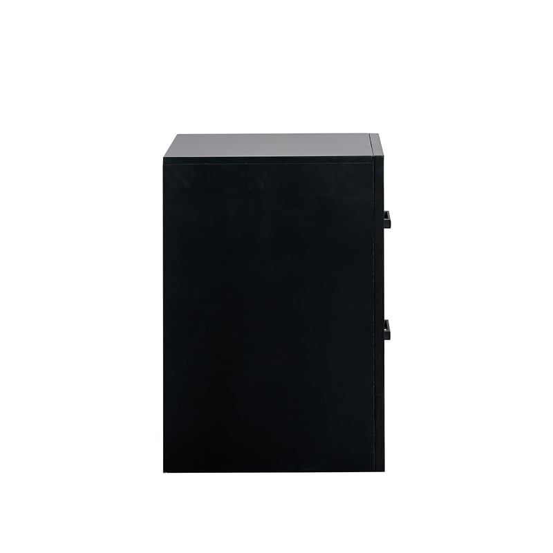 Pemberly Row Nightstand with 2 Drawers Wood Black Finish
