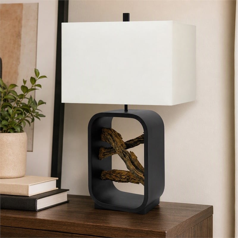 Pemberly Row Set of 2 Resin Table Lamps in Black with 25 Inch Height